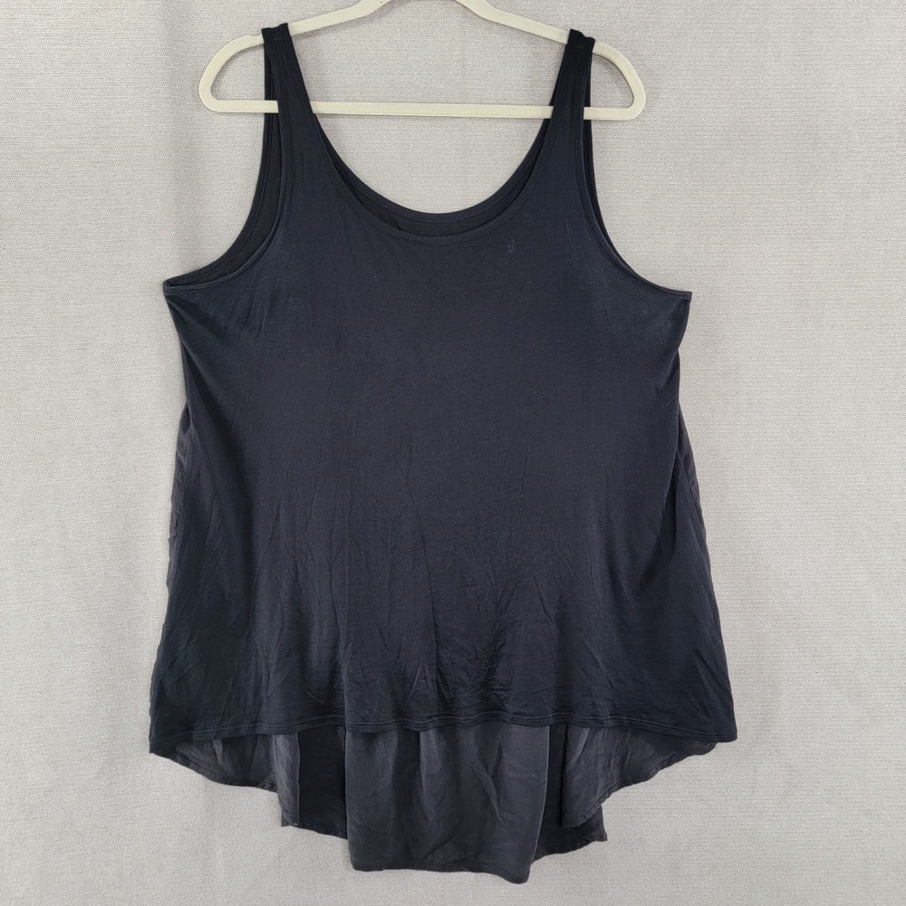 Eileen Fisher Womens Top Silk Blend Flowy Lagenlook Tunic Tank Size Large Black